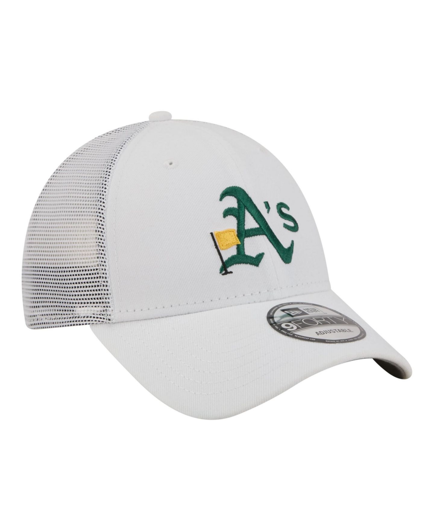 Мужская кепка New Era White Athletics Flag 9FORTY Trucker Adjustable Hat — фото 3