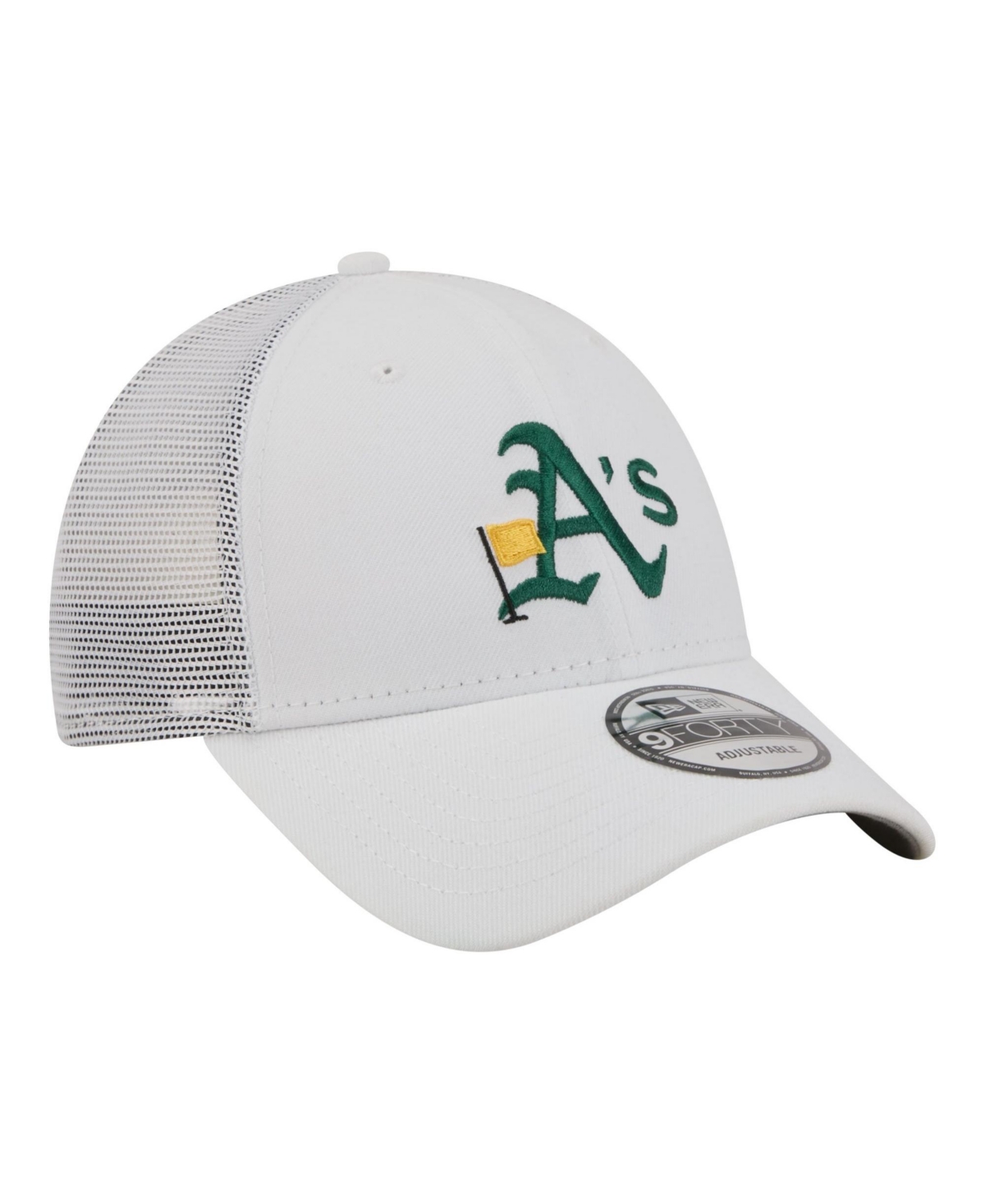 New Era Men's White Athletics Flag 9FORTY Trucker Adjustable Hat