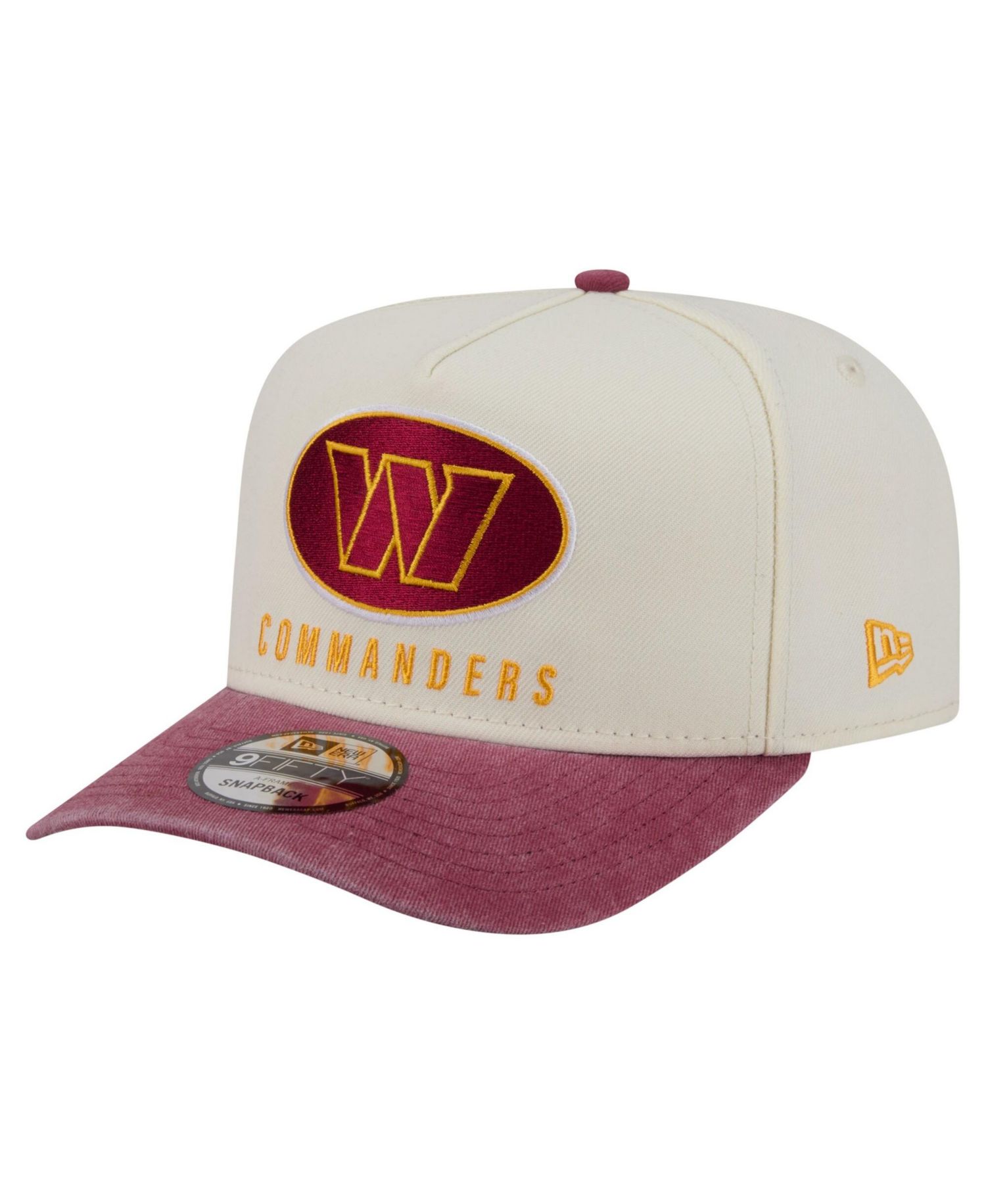 Men's Cream/Burgundy Washington Commanders Washed A-Frame 9FIFTY Snapback Hat
