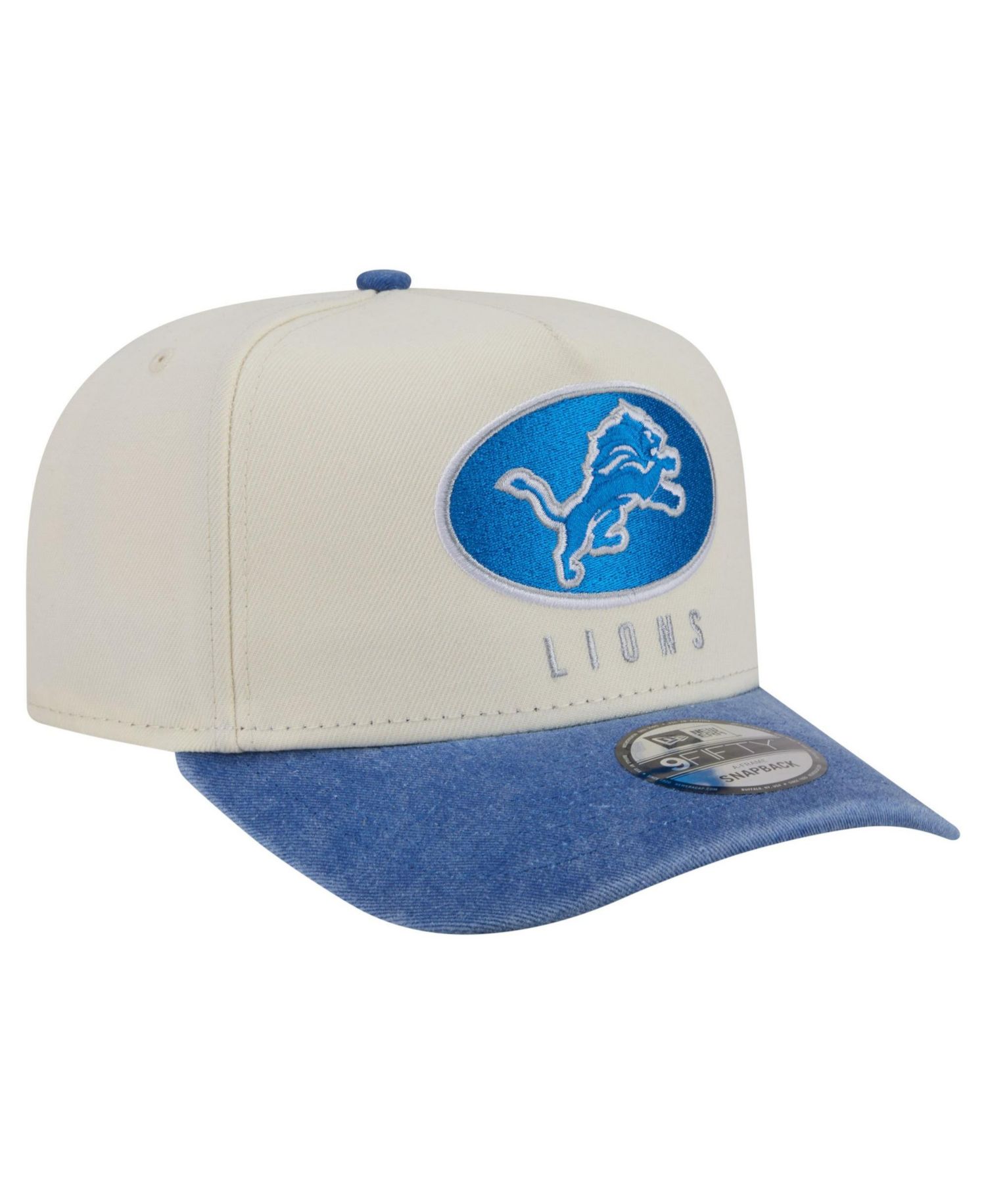 Men's Cream/Blue Detroit Lions Washed A-Frame 9FIFTY Snapback Hat