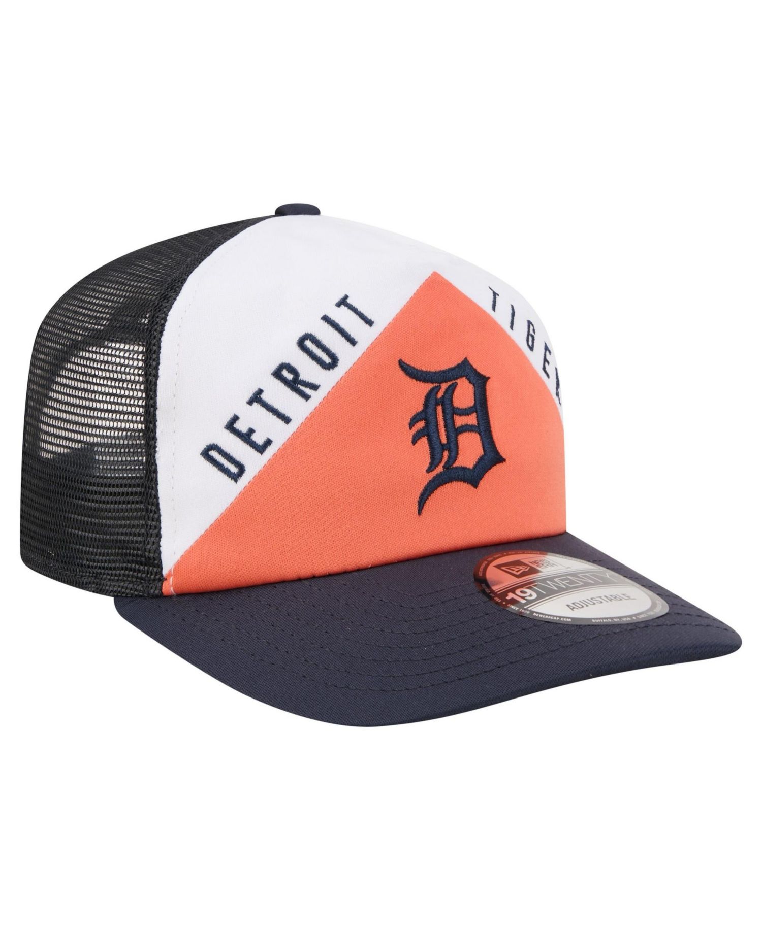 Men's White/Navy Detroit Tigers Retro Cut 19TWENTY Adjustable Trucker Hat
