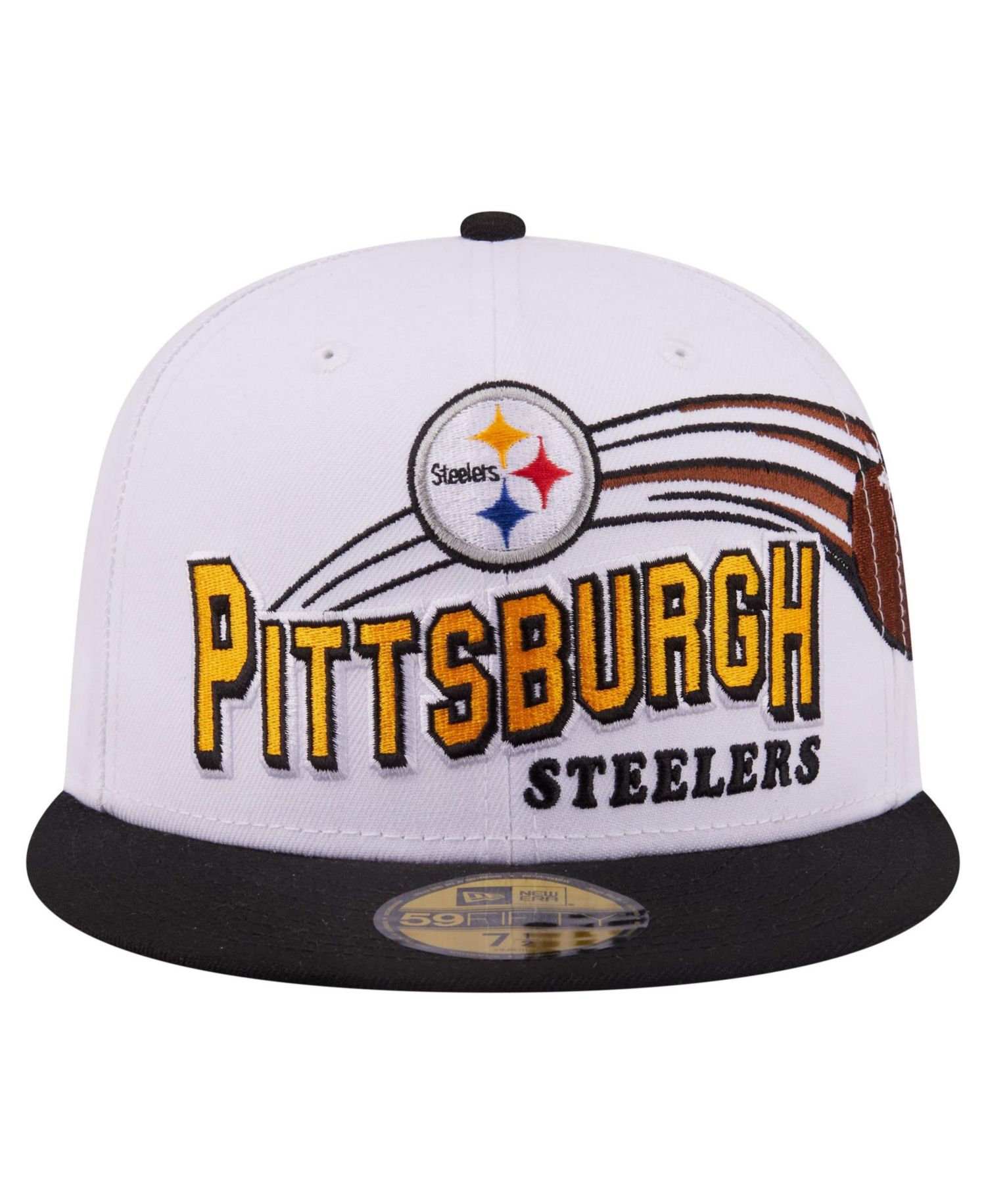 Men's White/Black Pittsburgh Steelers Retro Swoop 59FIFTY Fitted Hat