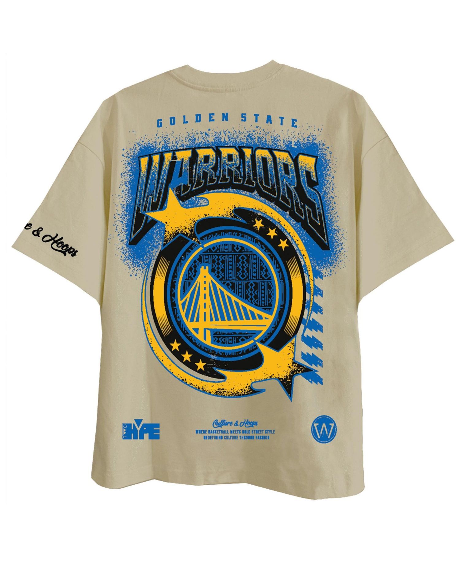 Men's and Women's Cream Golden State Warriors Drip Dime Elevated Drop Shoulder T-Shirt