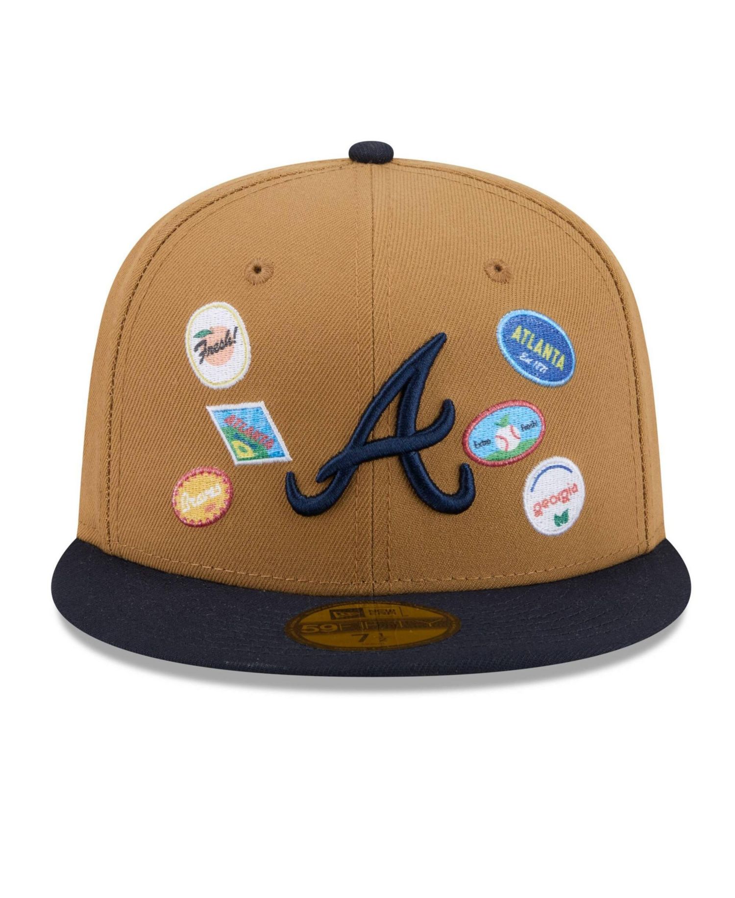 Men's Tan Atlanta Braves Fruit Sticker 59FIFTY Fitted Hat