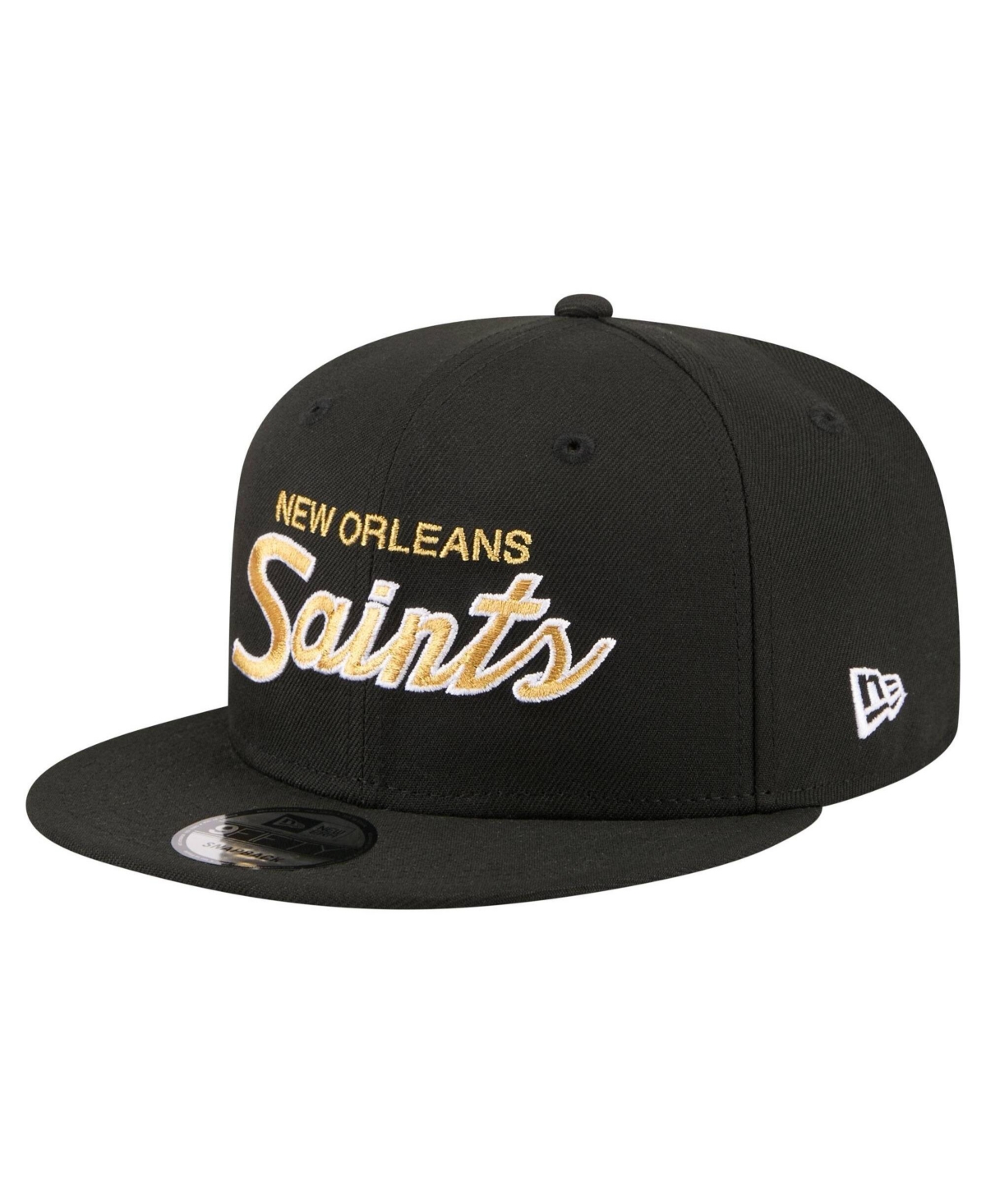 New Era Men's Black New Orleans Saints Core Team Script 9FIFTY Snapback Hat - Black