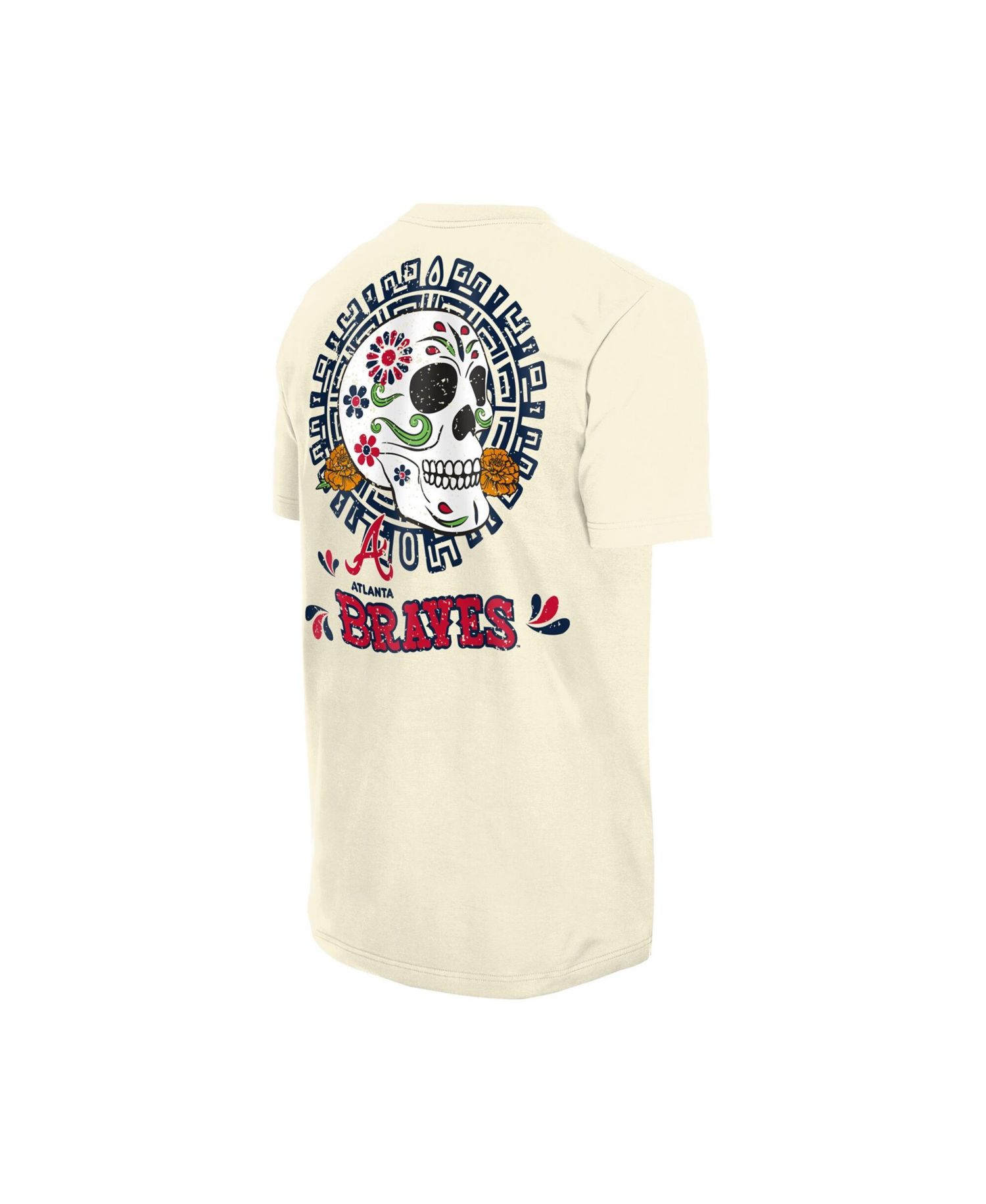 Men's Natural Atlanta Braves Dia de los Muertos Sugar Skull T-Shirt