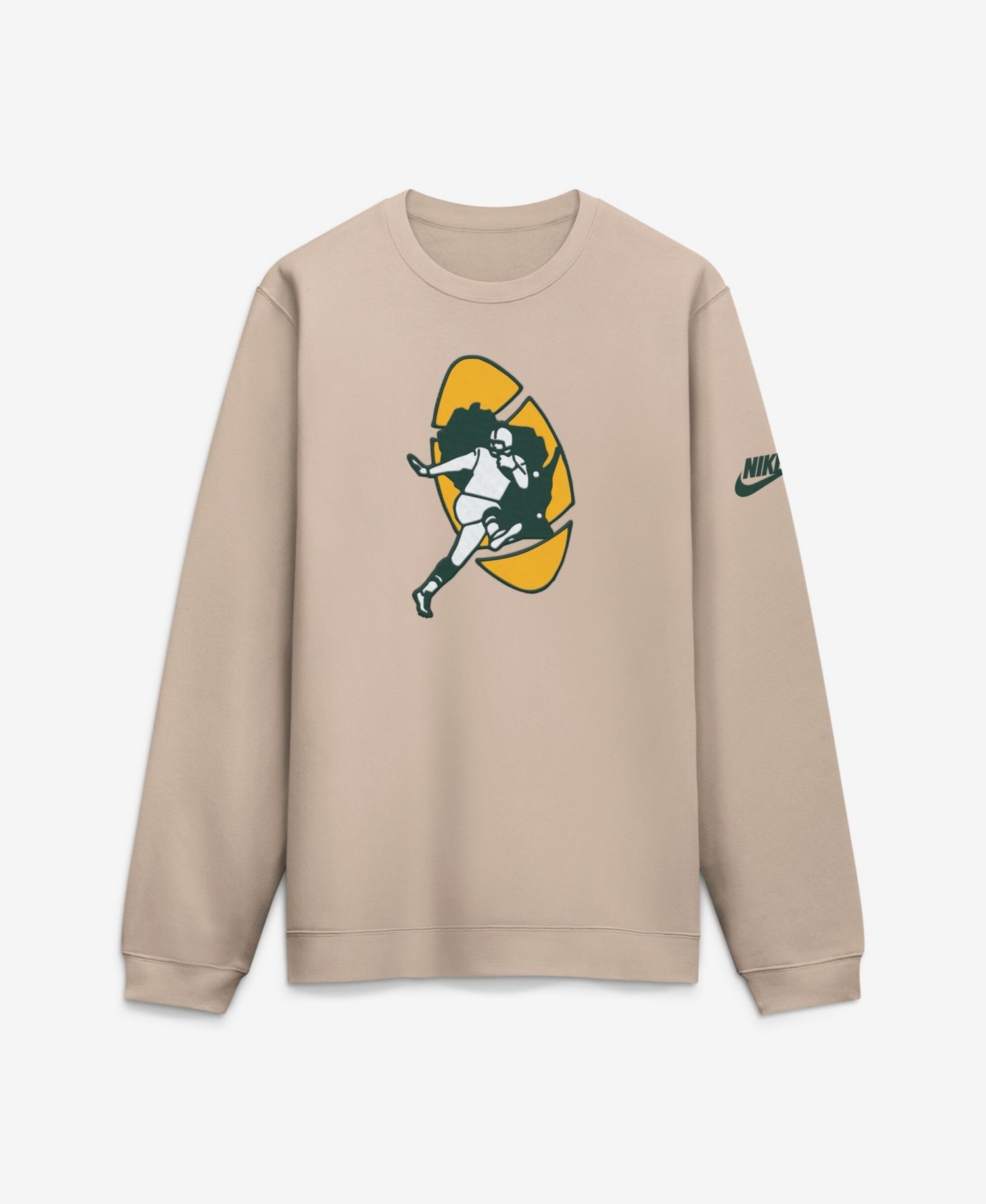 Men's Sand Green Bay Packers I-Formation Rewind Club Crew Sweatshirt