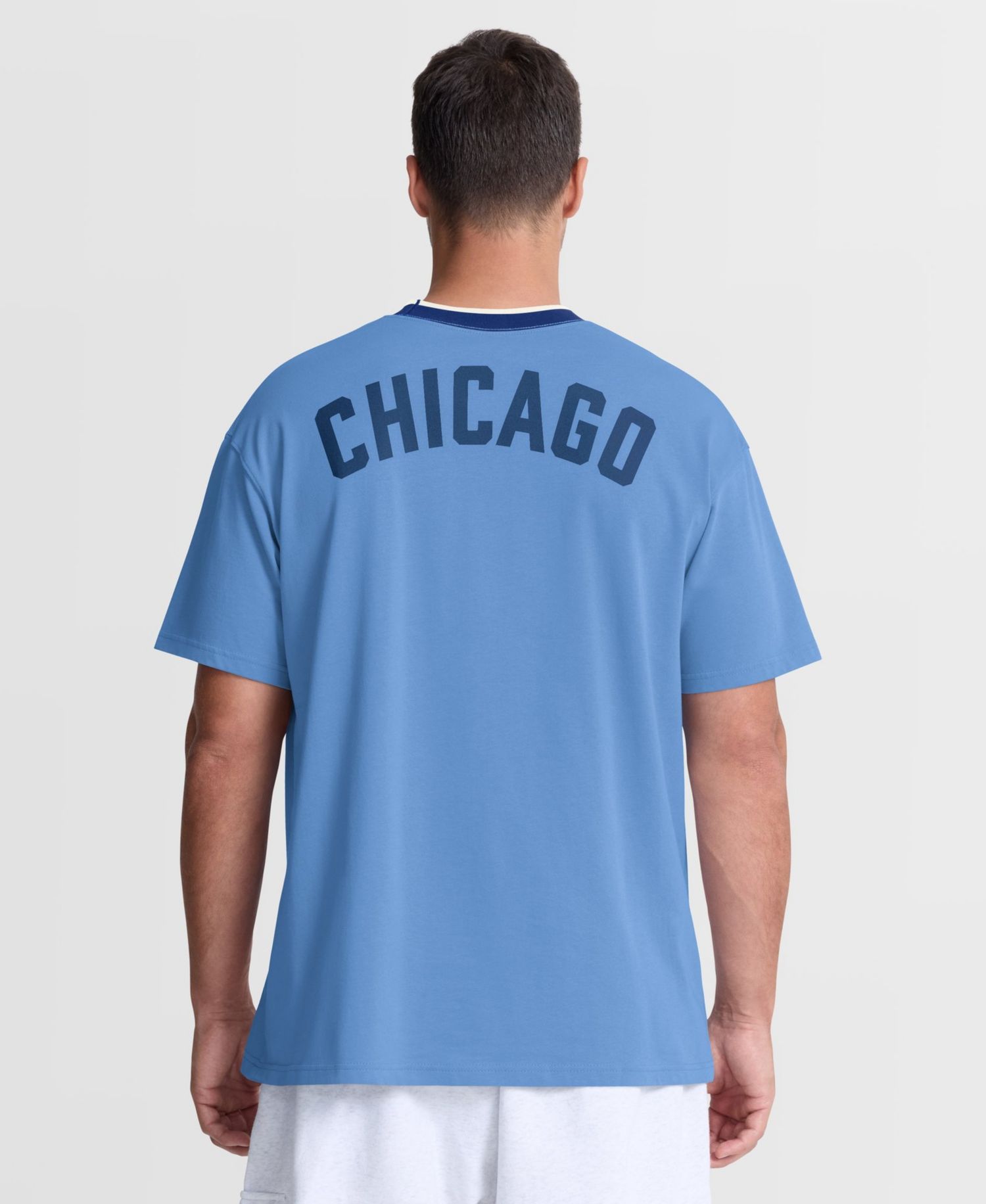 Men's Light Blue Chicago Cubs Cooperstown Collection Ringer T-Shirt