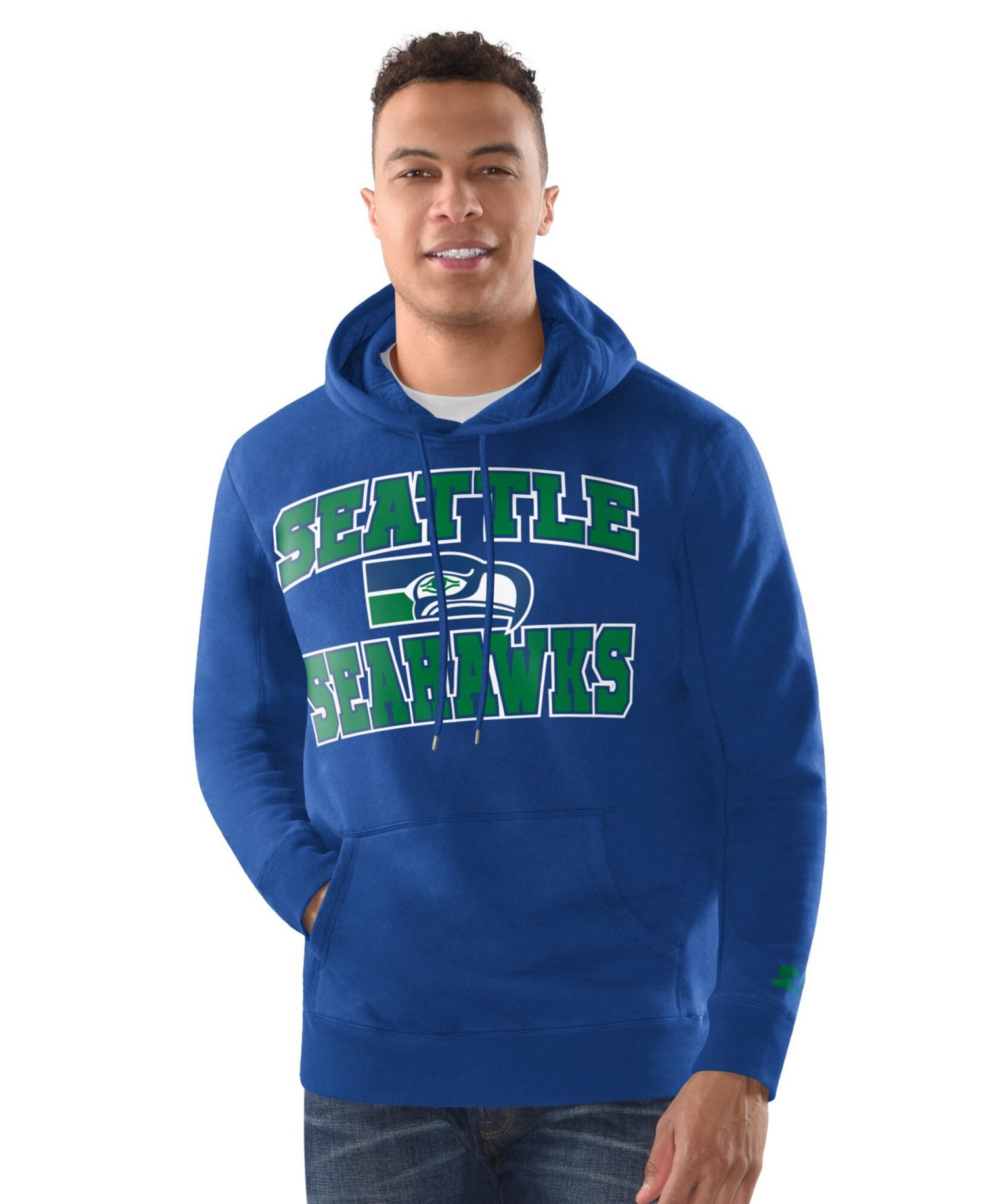 Men's Royal Seattle Seahawks Hoodie and Cuffed Knit Hat Combo Pack