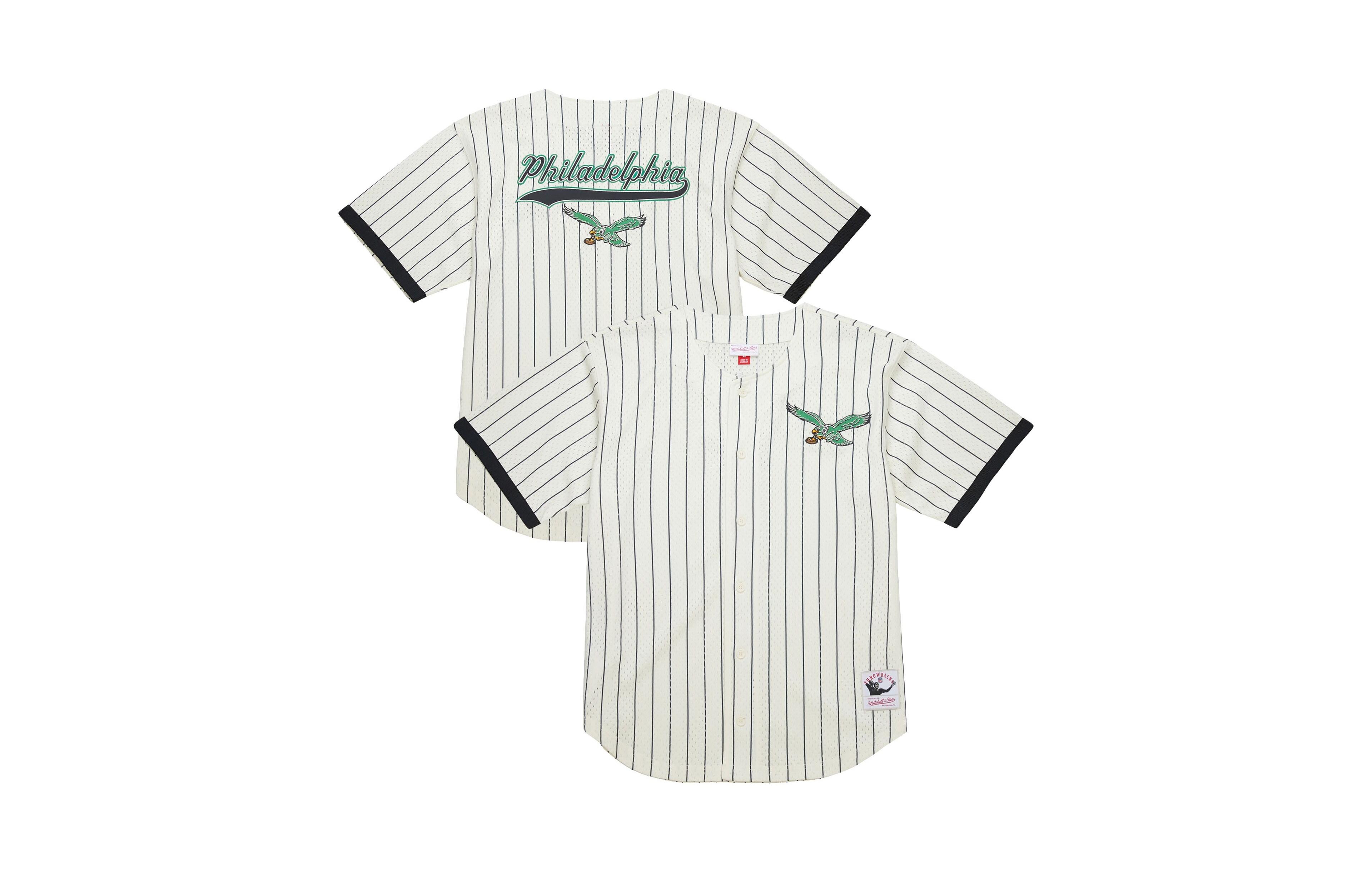 Mitchell & Ness Men's Mitchell Ness Cream Philadelphia Eagles Big Tall Heavyweight Mesh Button-Up Fashion Jersey