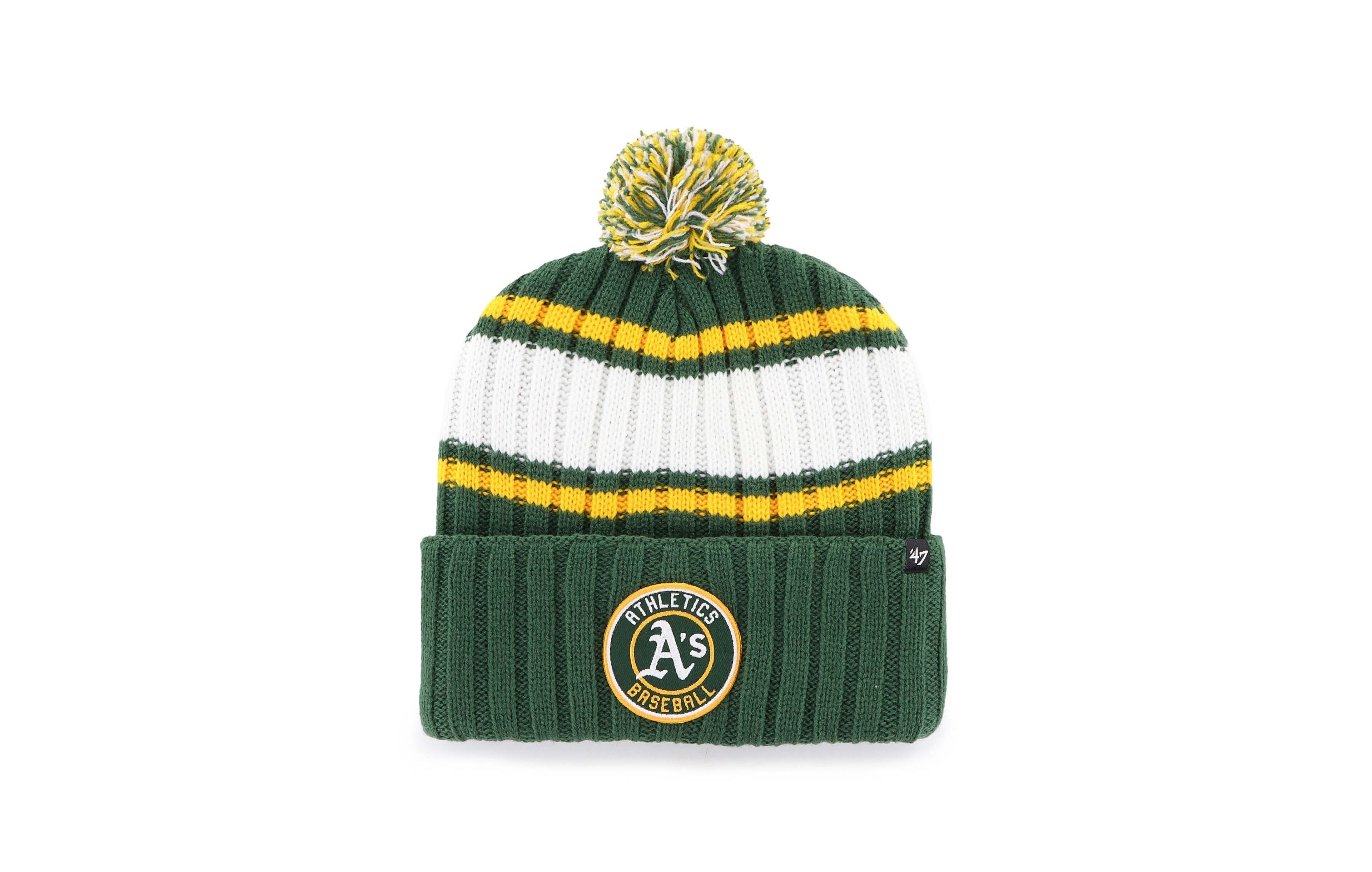 '47 Brand Men's Green Oakland Athletics Plateau Cuffed Knit Pom Hat