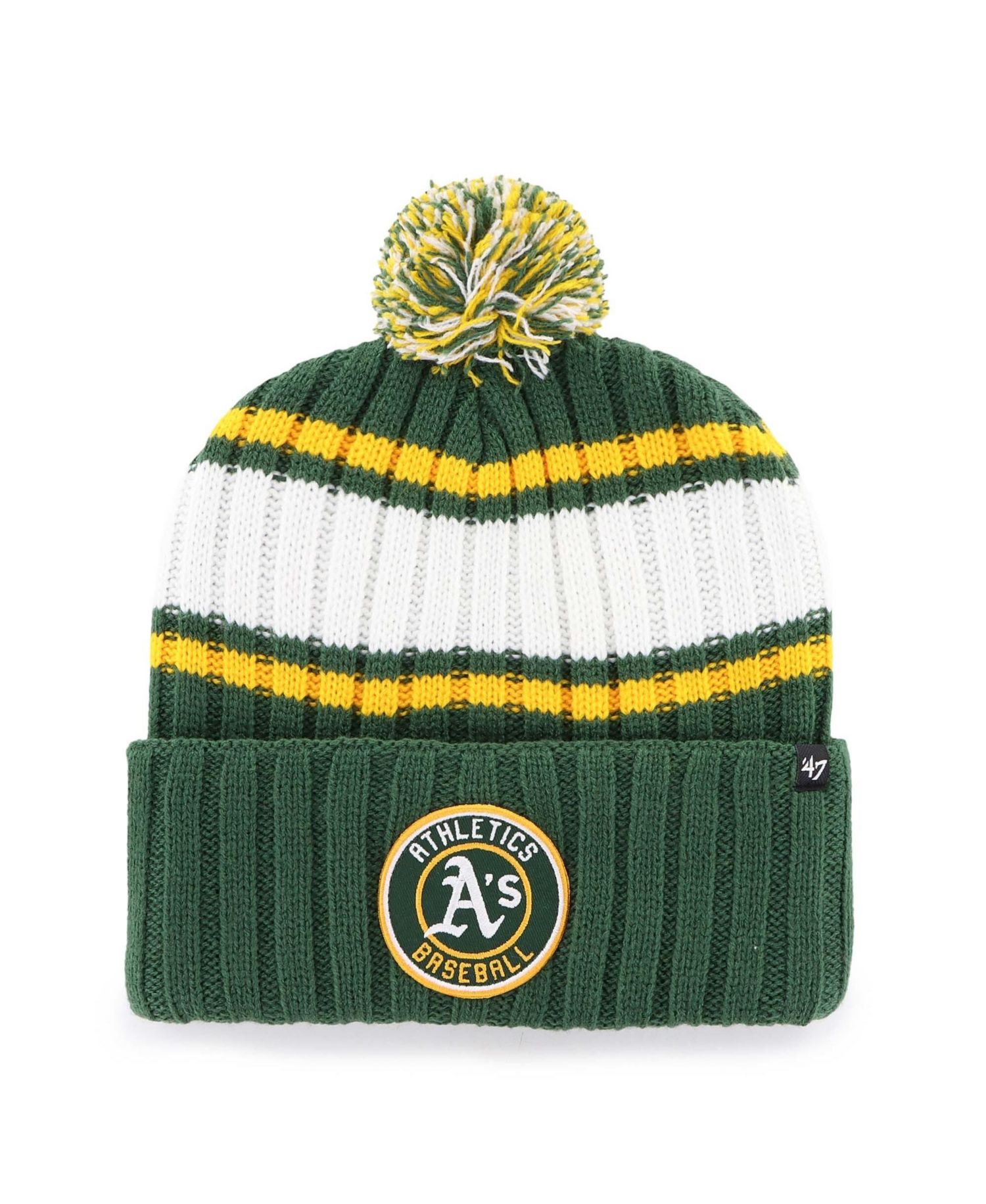 Men's Green Oakland Athletics Plateau Cuffed Knit Hat with Pom