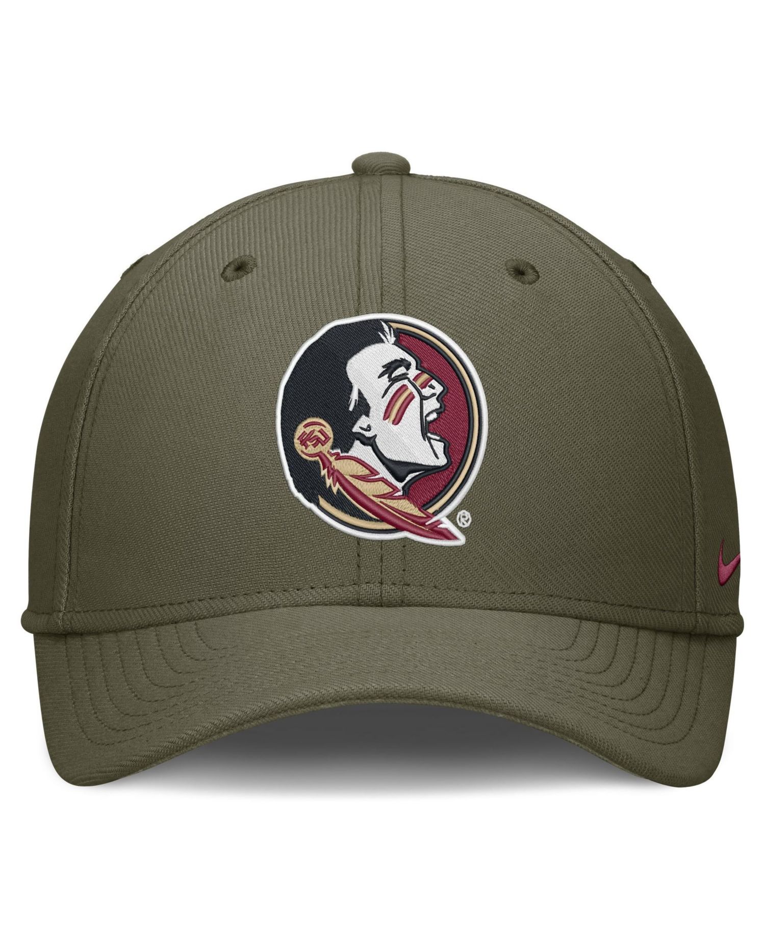 Men's Olive Florida State Seminoles Primetime SwooshFlex Dri-FIT Hat