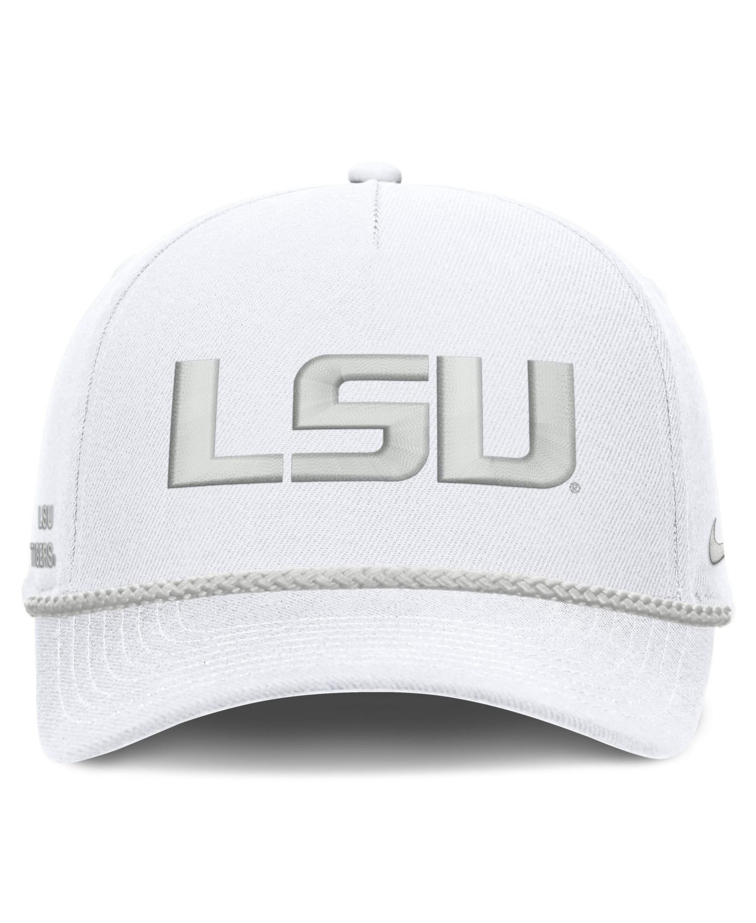 Men's and Women's White LSU Tigers Rope Rise Adjustable Hat