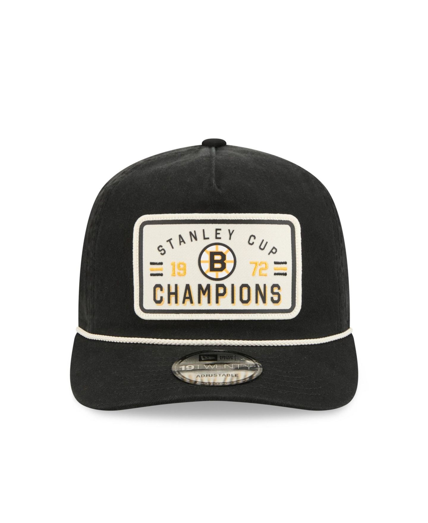Мужская кепка New Era Black Boston Bruins Throwback Stanley Cup Champions Side Patch 19TWENTY Adjustable Hat — фото 2