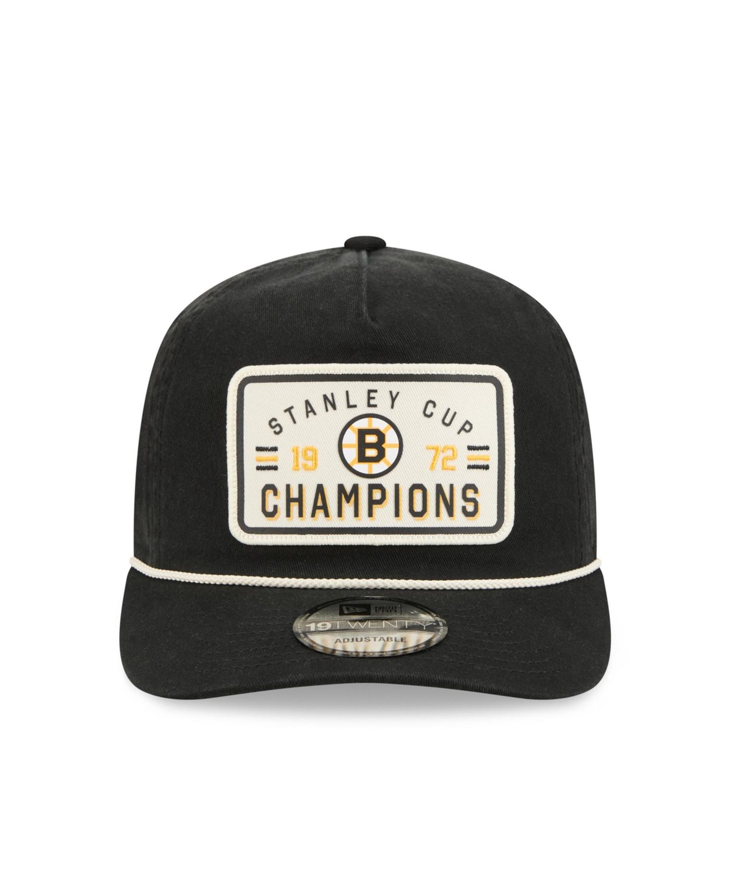Men's Black Boston Bruins Throwback Stanley Cup Champions Side Patch 19TWENTY Adjustable Hat