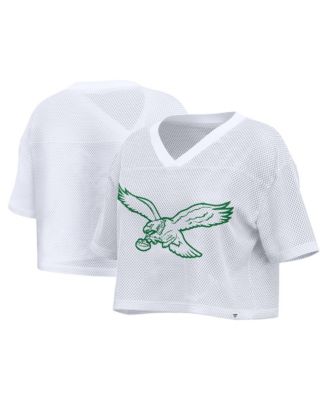 Women's Philadelphia Eagles Oversized Mesh Cropped V-Neck Jersey