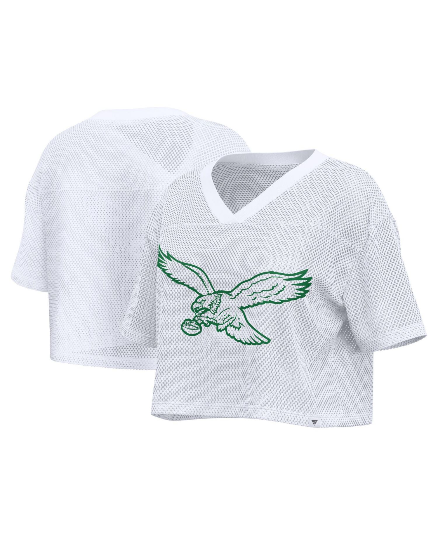 Women's Philadelphia Eagles Oversized Mesh Cropped V-Neck Jersey