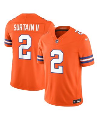 Men's Pat Surtain II Orange Denver Broncos Alternate Mile High Collection 1977 Throwback Vapor F.U.S.E. Stitched Limited Jersey