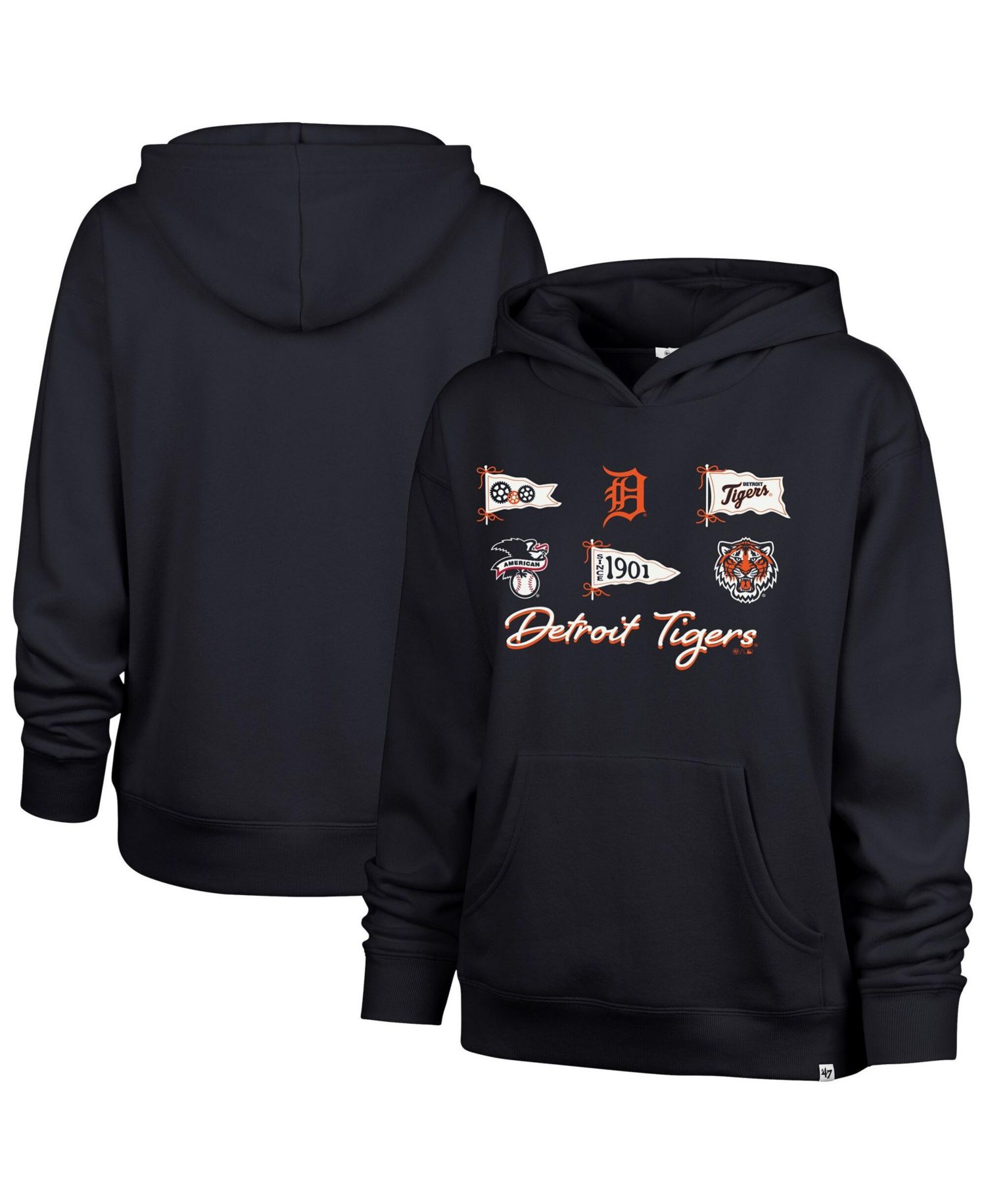 Women's Detroit Tigers Bow Banners Naomi Hooded Long-Sleeve Hoodie