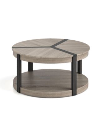34.5-Inch Rubber Wood 2-Tier Round Center Table