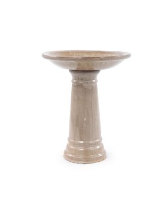 Ceramic Bird Bath Outdoor - 12.4" Diameter Pedestal Birdbath,   Backyard Patio Yard Wild Bird Water Feeder Decor