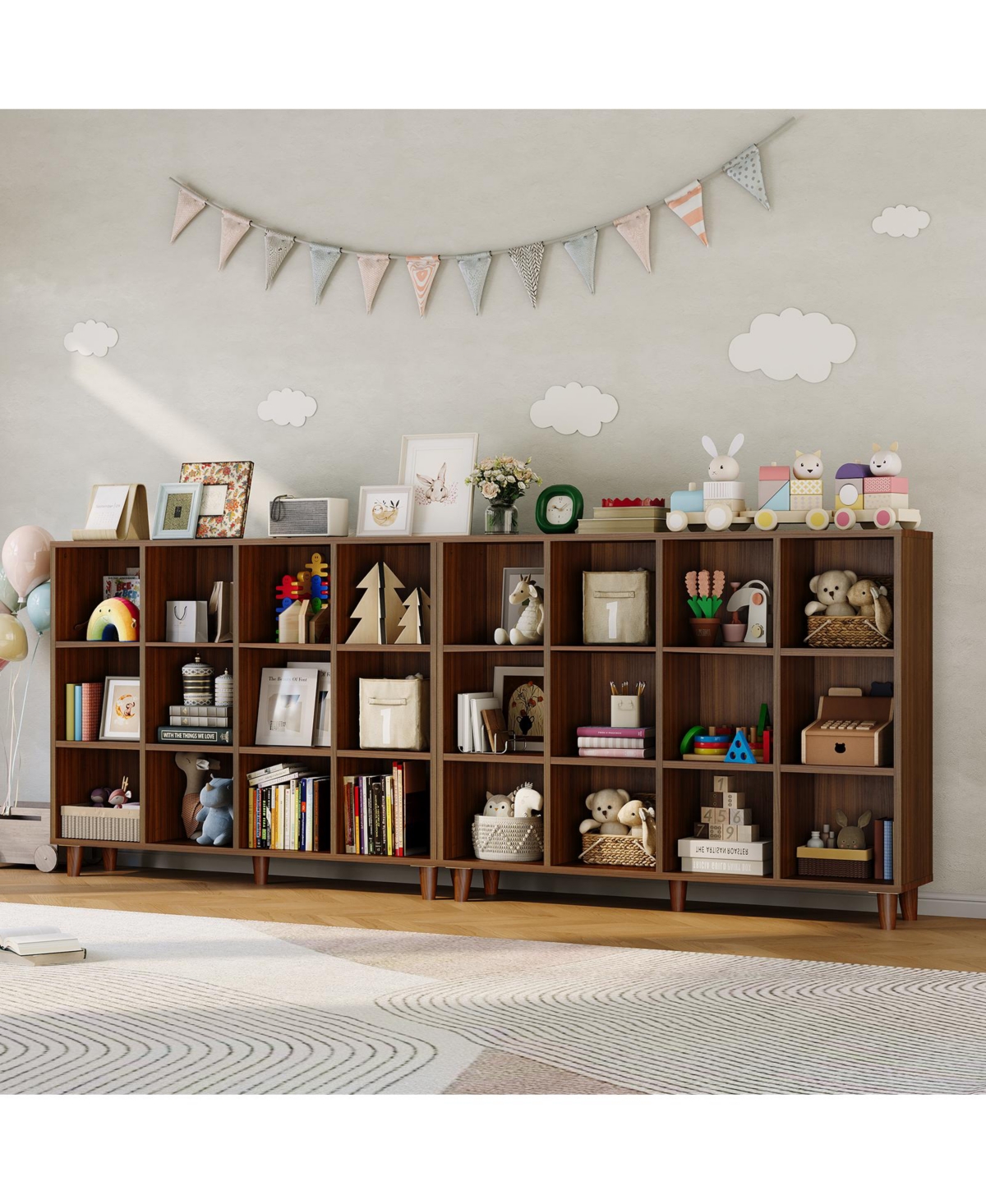 homfan 12 Cube Bookcase, 3-Tier Open Bookshelf with Wood Finish, Modern Storage Organizer for Home Office Living Room Bedroom