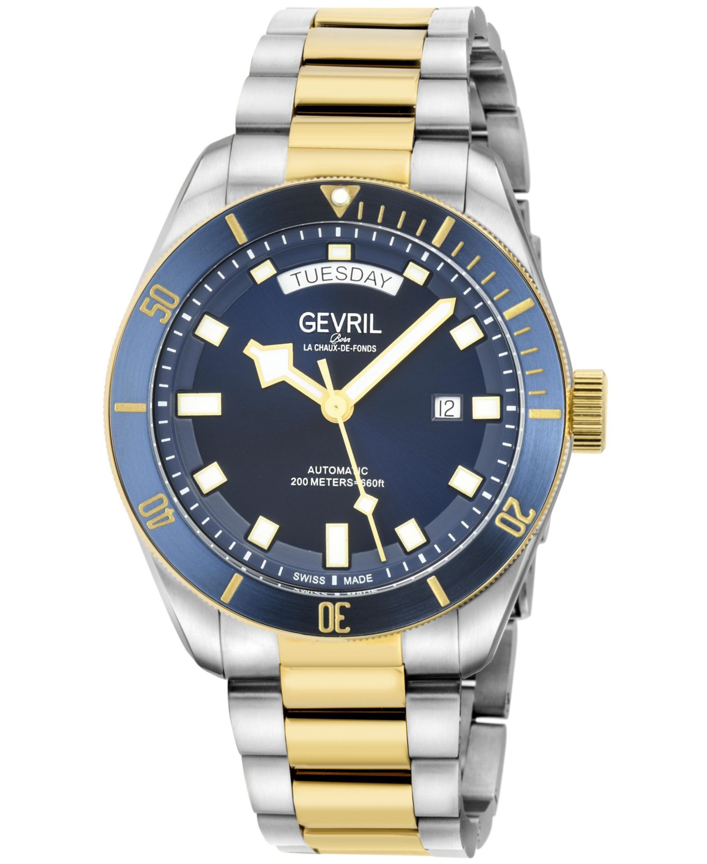 Мужские часы Gevril Swiss Made Yorkville Swiss Automatic Two tone Stainless Steel Bracelet Watch — фото 1
