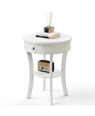 2-tier Side End Sofa Table Round Nightstand for Bedroom Living Room