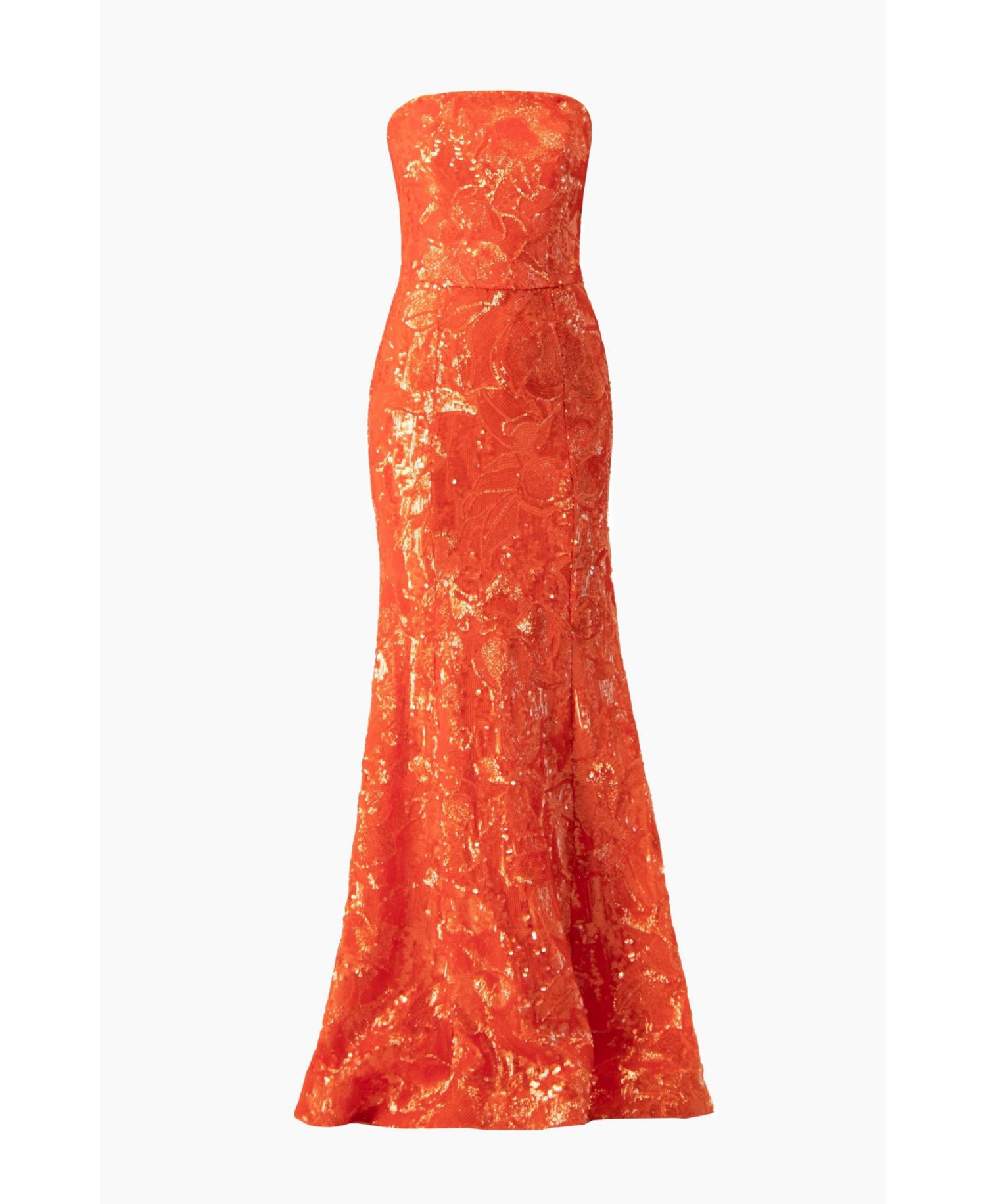 Women's Strapless Sequin Floral Gown