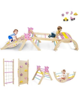8-in-1 Foldable Montessori Wooden Climbing Set, Ages 3+