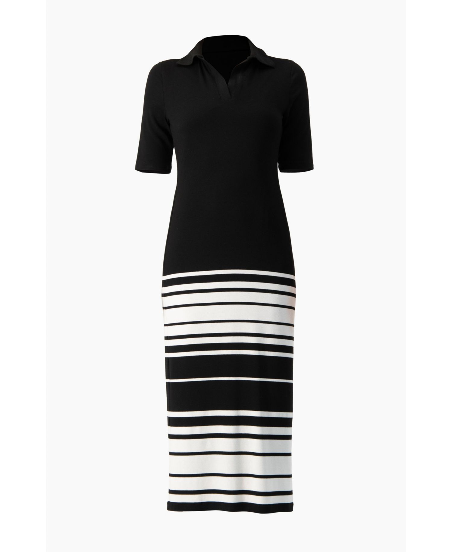 Women's Ribbed-Knit Colorblock-Stripe Fitted Midi Dress