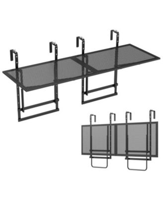 Set of 2.48in Balcony Railing Tables with 5-Level Adjustable Height for Patio and Deck