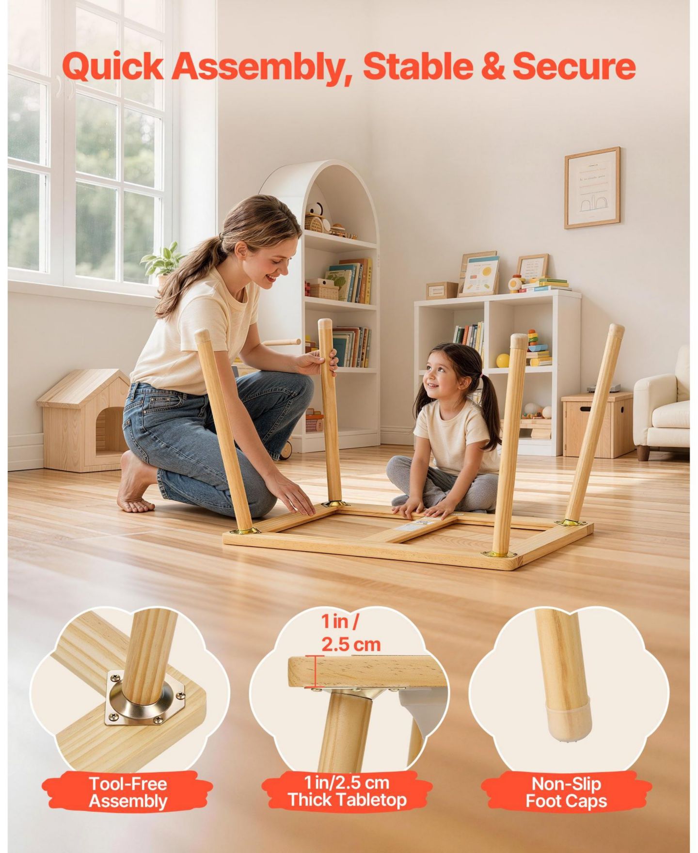 Детская игрушка HONGGE Reversible Wooden Sensory-Play Activity Table, от 3 лет, цвет: Натуральный сосновый — фото 8
