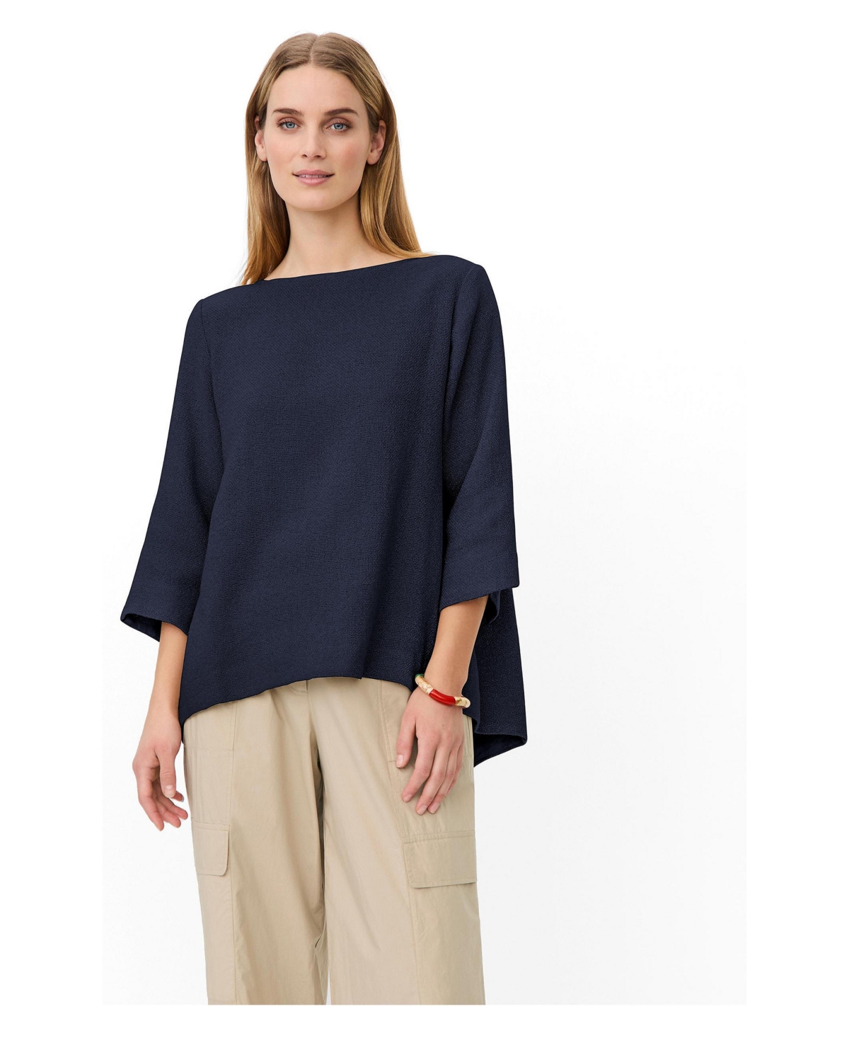 Masai Copenhagen Women's Dovinia 3/4 Sleeve Round Neck Blouse - Navy