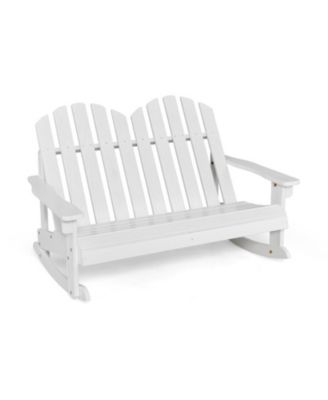2 Person Outdoor Adirondack Rocking Chair with Slatted Seat and 30 Degree Tilt Motion