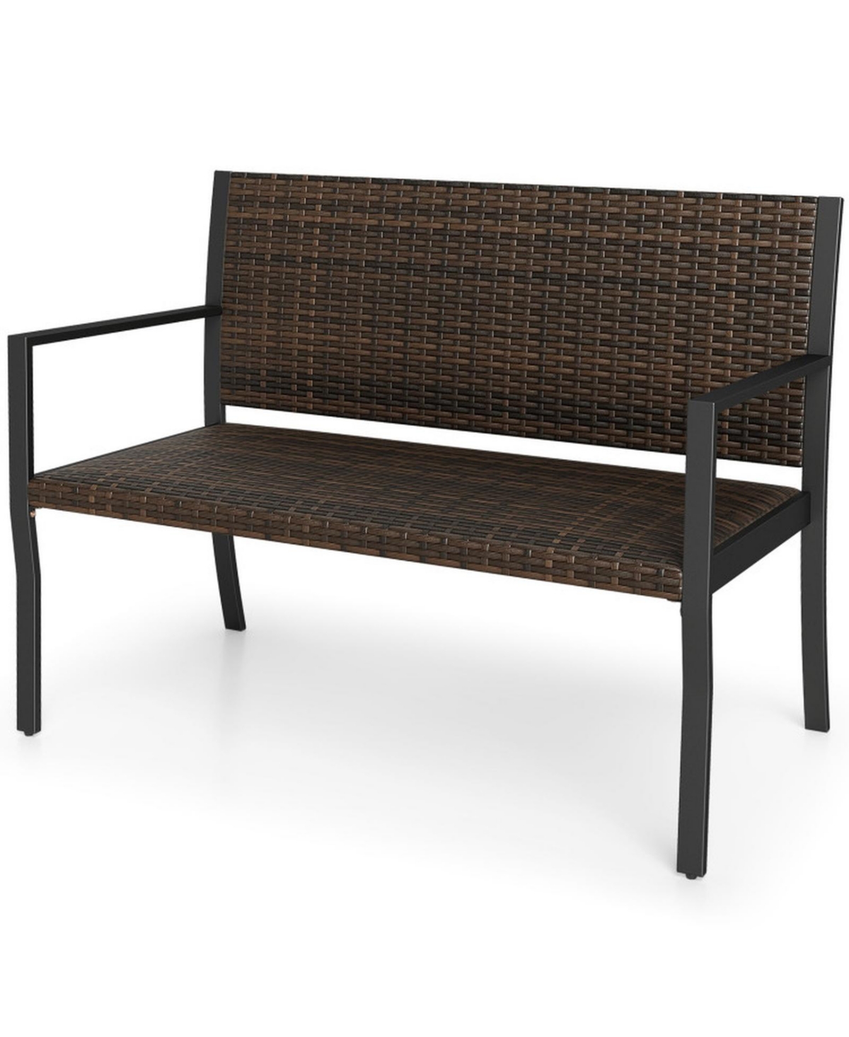 Sugift Sun-Proof Rattan Loveseat with Soft Sponge Seat for 2 - Medium brown