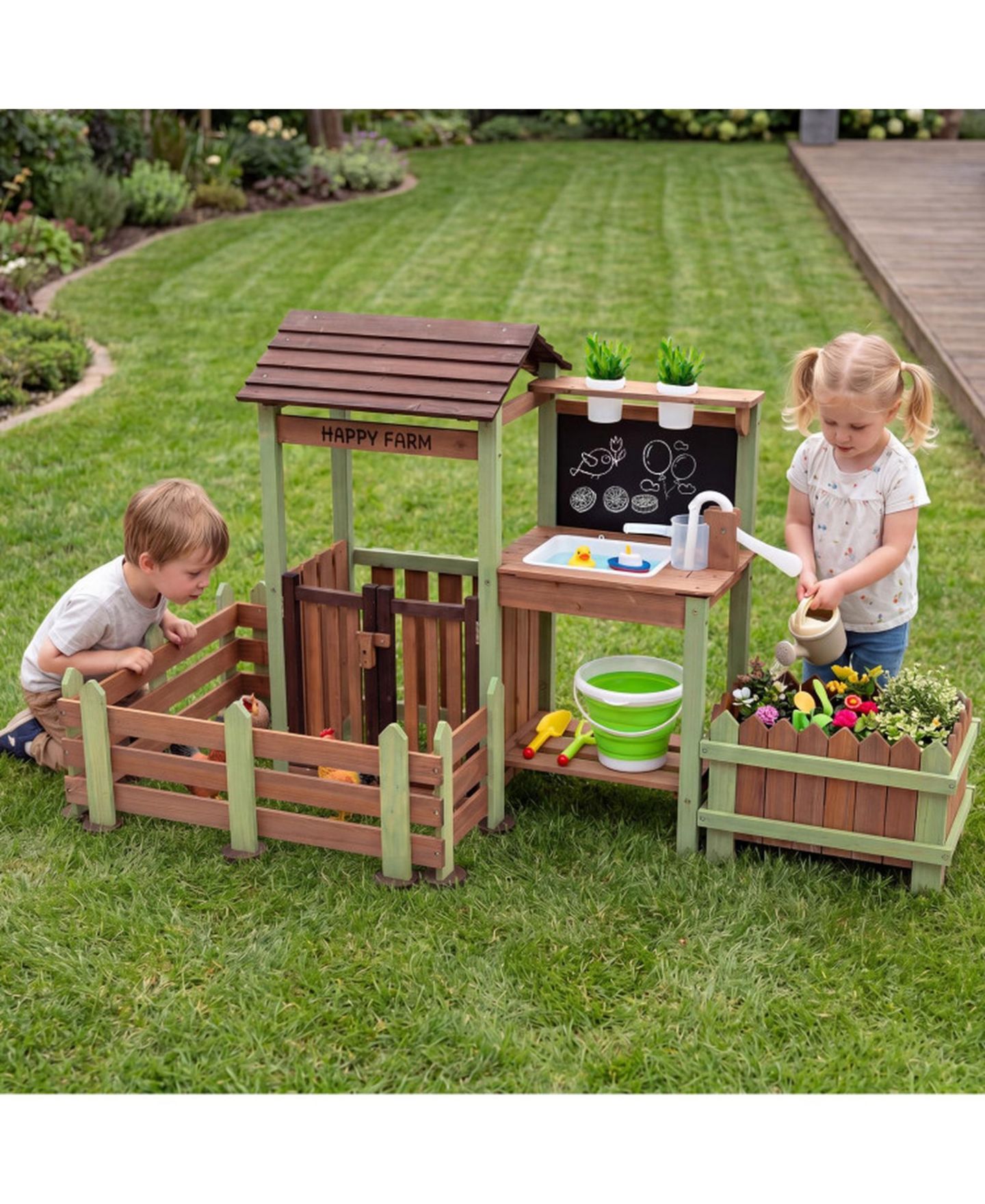 Детский игровой набор SUGIFT Mud Farm Fir Wood Planter Box Playset, Ages 3+, цвет: Коричневый — фото 11