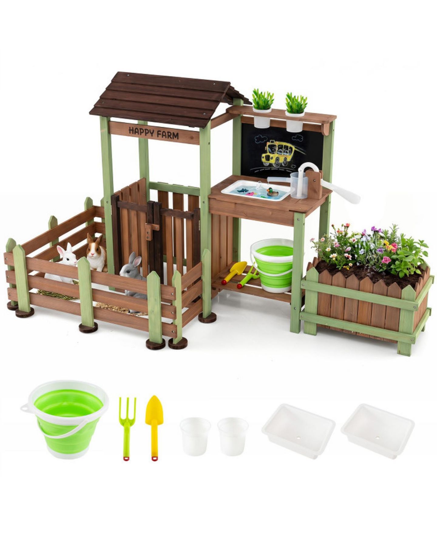 Детский игровой набор SUGIFT Mud Farm Fir Wood Planter Box Playset, Ages 3+, цвет: Коричневый — фото 1