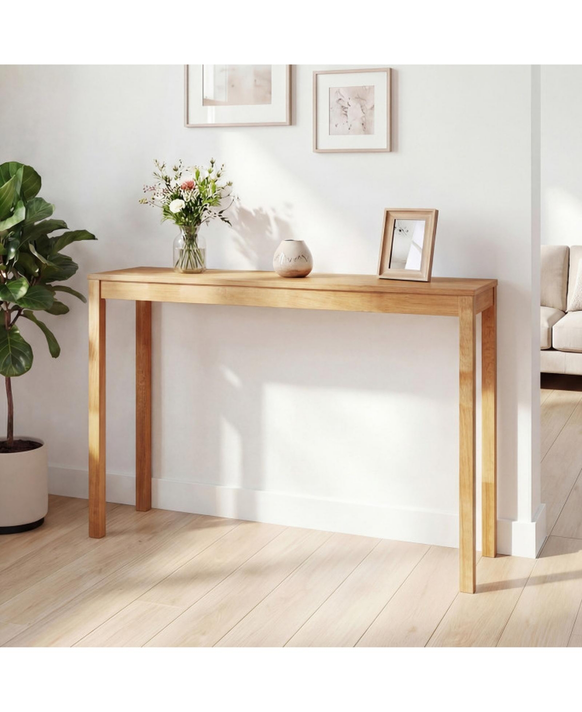 Sugift Modern Farmhouse Wooden Console Table with Thickened Top 48in Sofa Table