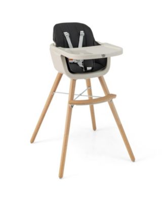 Baby 3-in-1 Convertible Wooden Baby High Chair with Cushion