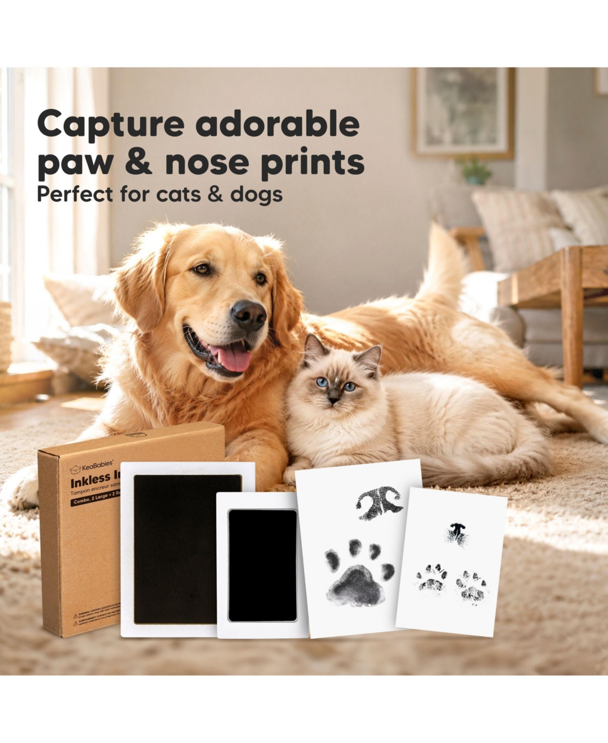 KeaBabies 4package Inkless Ink Pad for Baby Hand and Footprint Kit, Clean Touch Dog Paw, Dog Nose Print Kit, Baby and Pet Safe