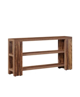 Wood Console Table with 3 Open Storage Shelves