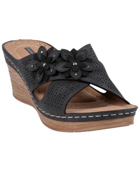 Женские сандалии GC Shoes Nylie Slip-On Wedge, цвет: Чёрный