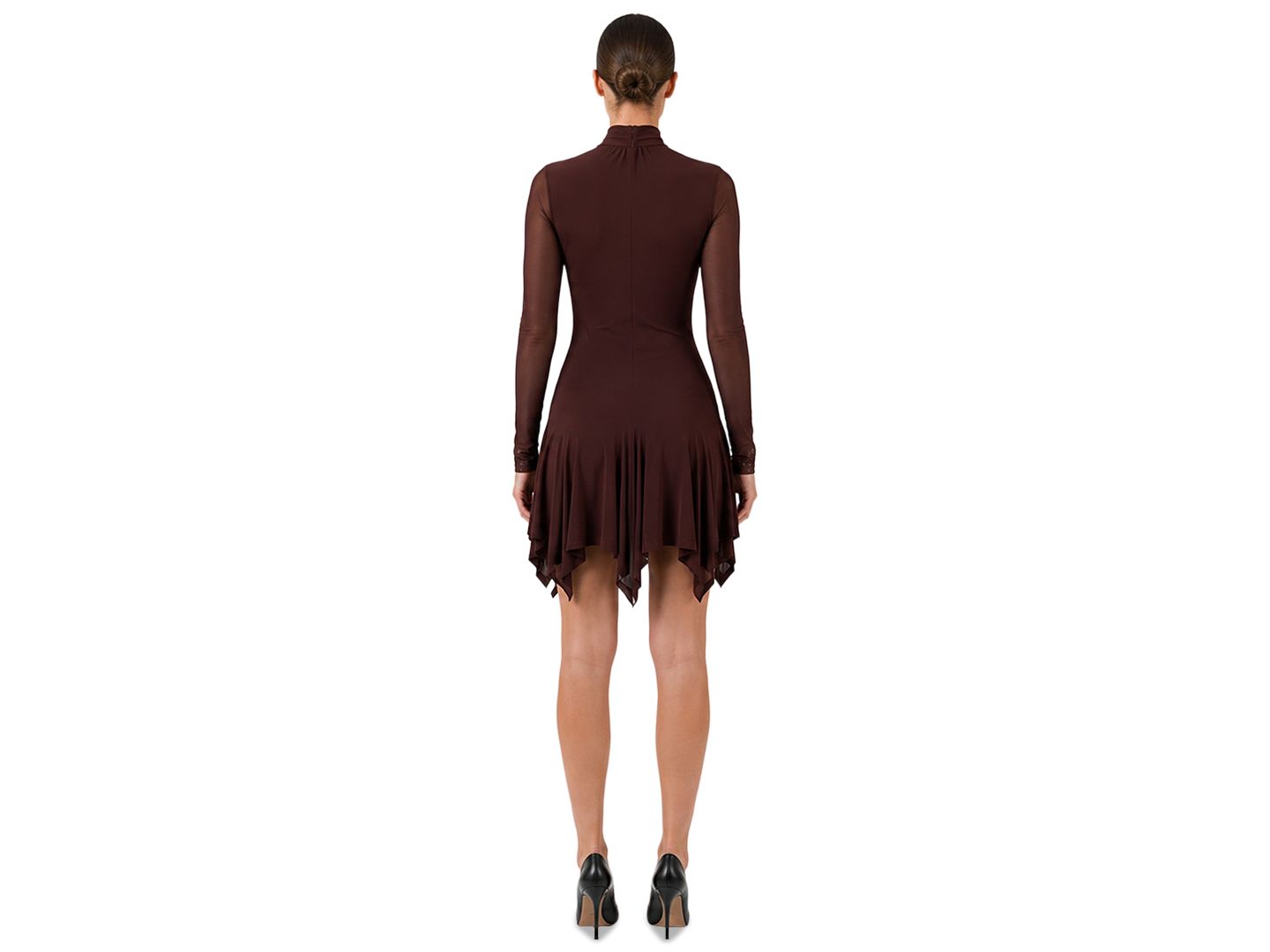 Женское платье RACHEL Rachel Roy Mesh Long-Sleeve Fit & Flare, цвет: Изюмный — фото 4