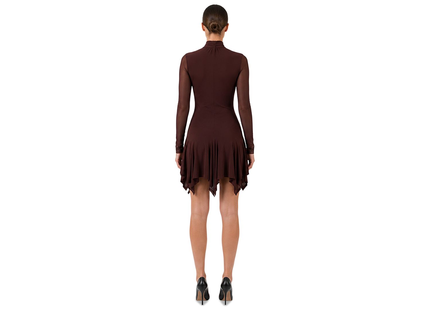 Women's Mesh Long-Sleeve Fit & Flare Dress