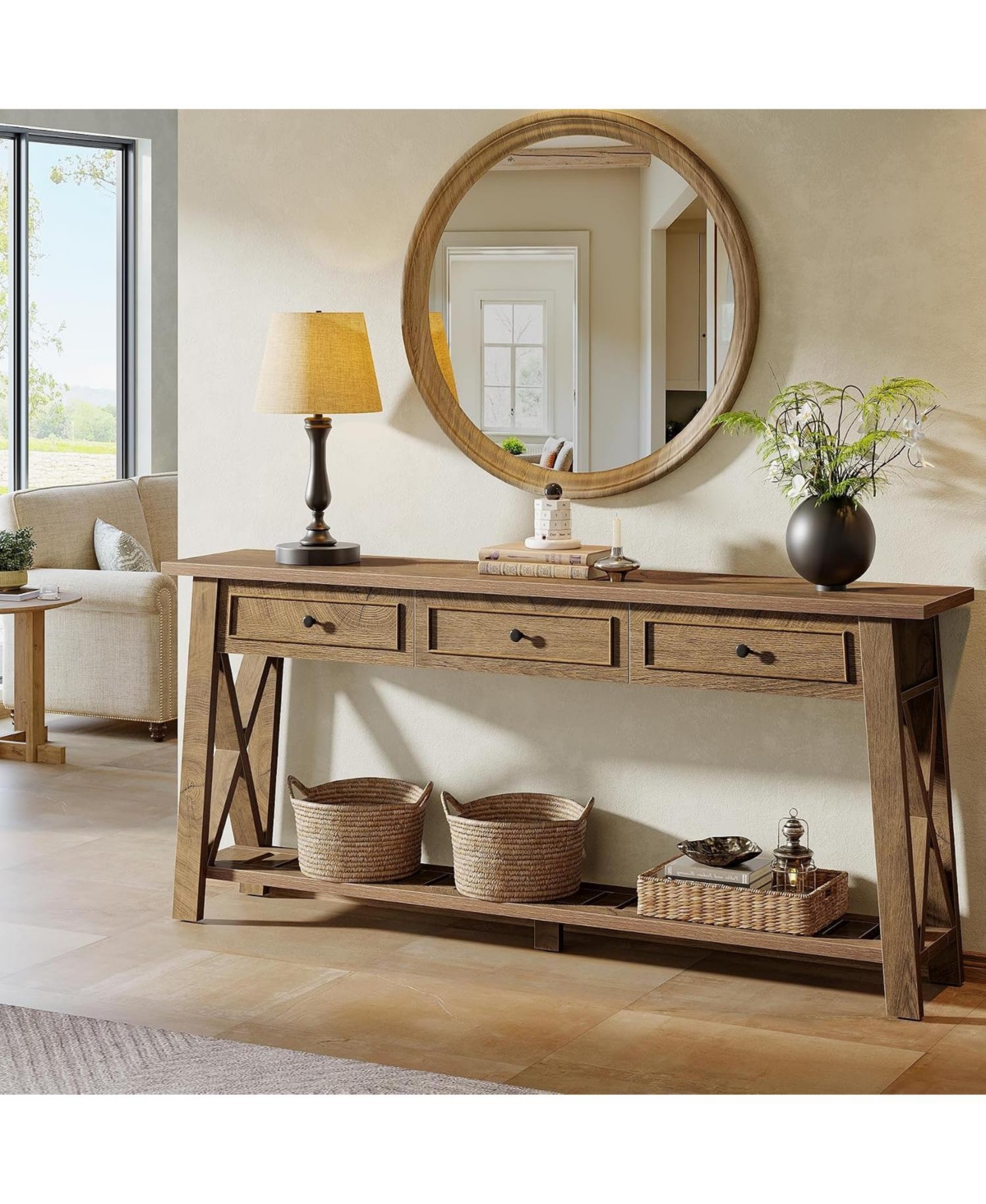 Tribesigns 70.87" Console Table with 3 Drawers and Shelf