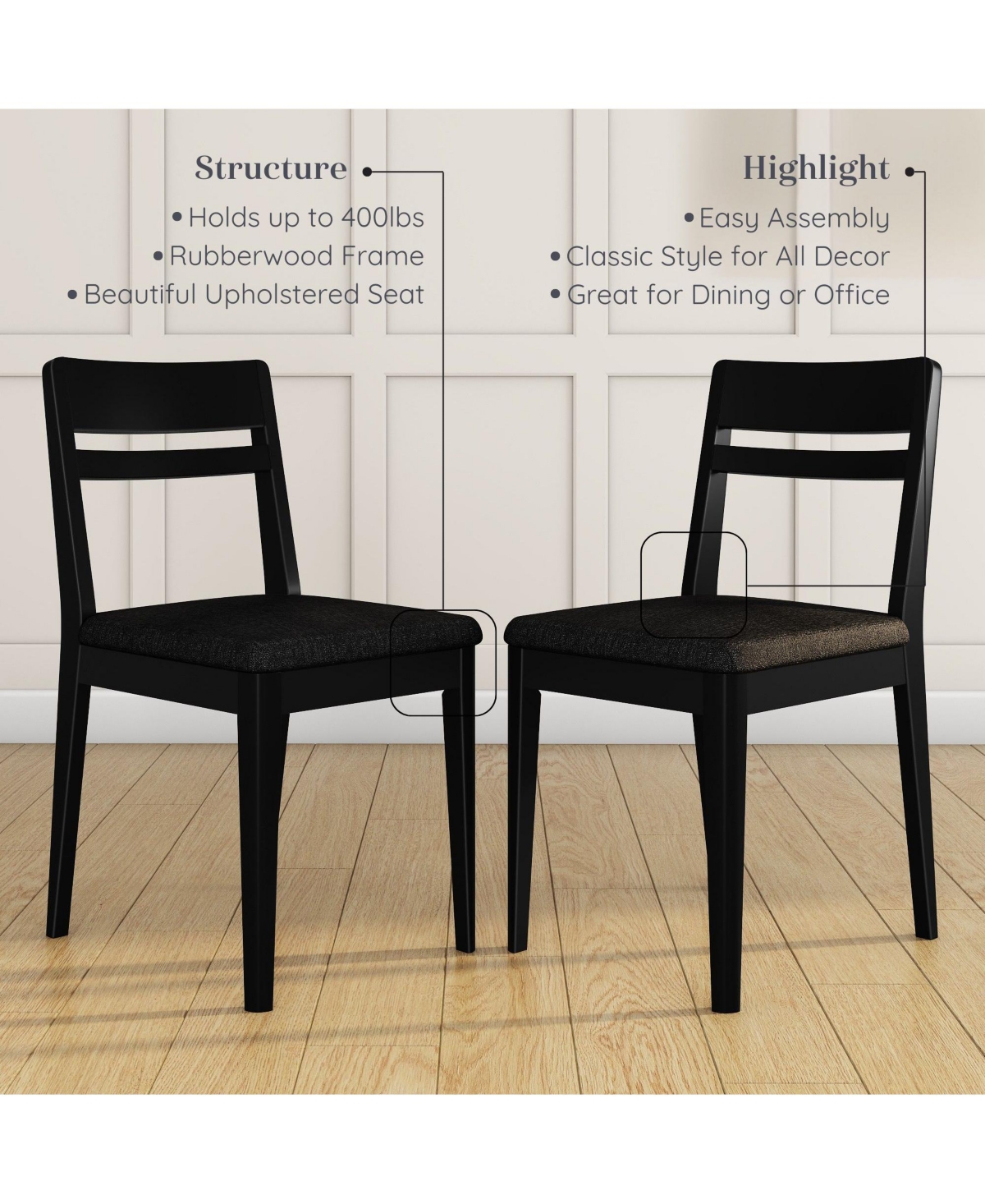 Grain & Grove Crew Upholstered Dining Chair (2 pack)