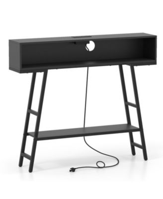 40in Console Table with Charging Station and LED Lights