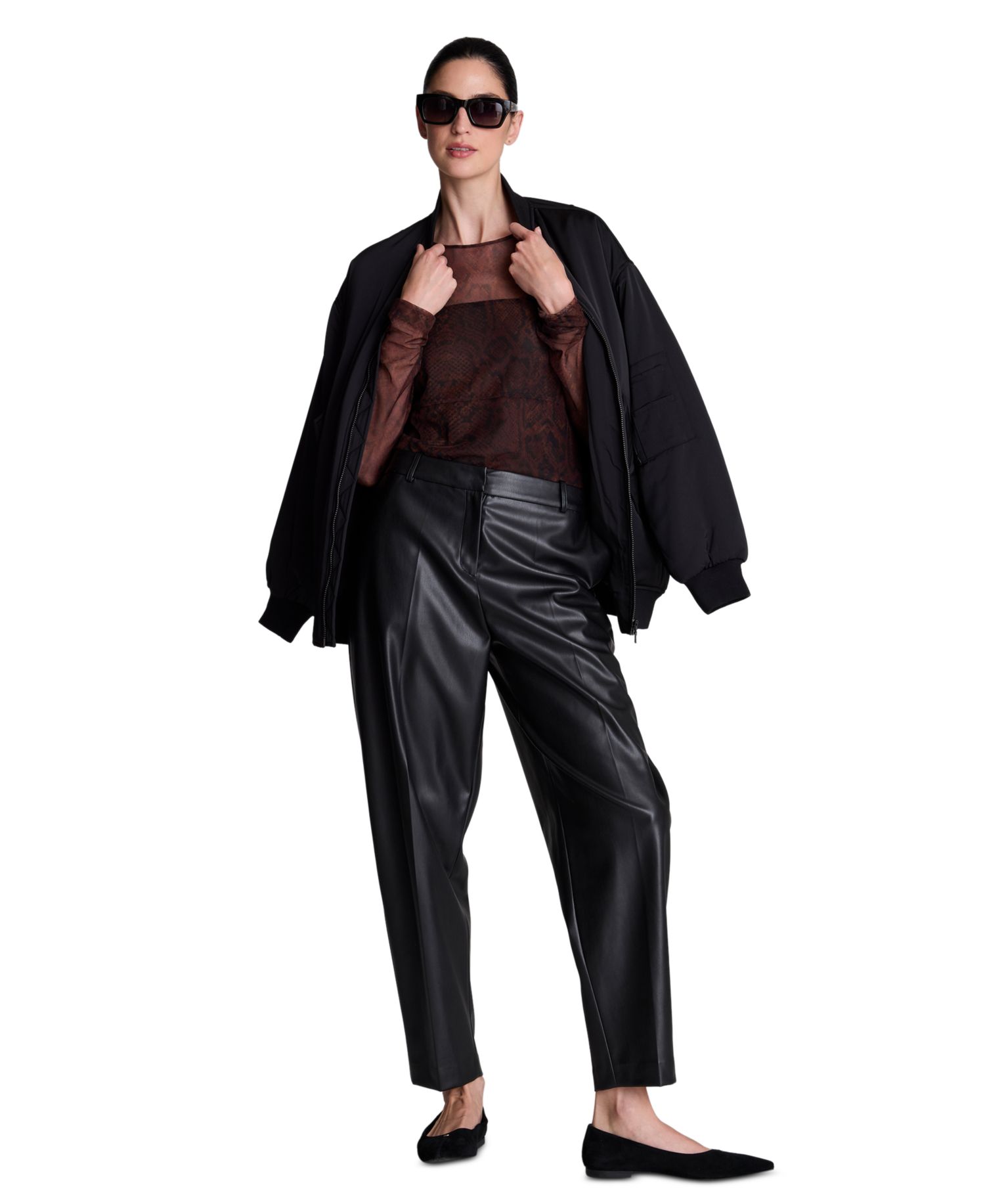 Women's Faux Leather High-Rise Barrel Leg